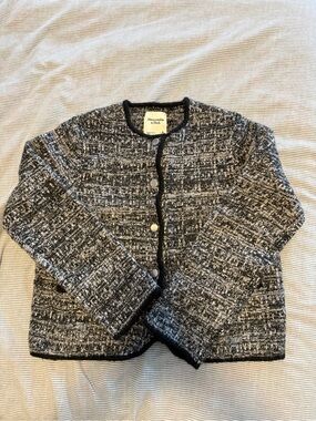 Abercrombie & Fitch Black and White Tweed Button Jacket